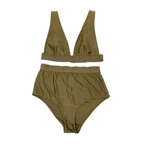Zimmermann Olive Green High Waist Bikini Set